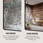 40x36 Inch Black Metal Framed Bathrrom Mirror for Wall, Black Rounded Rectangle Mirror, Matte Black Bathroom Vanity Mirror, Anti-Rust, Tempered Glass, Hangs Horizontally or Vertically