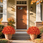 Ouddy Decor 24 Bundles Artificial Fall Flowers for Outdoors, Fake Mums Silk Flowers UV Resistant Faux Plastic Plants for Garden Porch Farmhouse Fall Autumn Harvest Thanksgiving Home Decor, Orange
