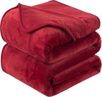 Flannel Fleece Twin Size Summer Blanket All Season 350GSM Lightweight Throw for The Bed Extra Soft Brush Fabric Winter Warm Sofa Blanket 66" x 90"(Burgundy Red Twin)