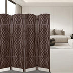 Rose Home Fashion Room Divider, 6 ft Tall Room Dividers and Folding Privacy Screens, 16in Privacy Screen 6 Panel Brown Space Temporary Wall Foldable Partition Separation