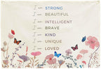 Positive Boho Girls Room Rectangular Banner Flag Wall Sign Decor Gift for Nursery Above Crib Bedroom Playroom Reading Room Essential Wall Decor-Baby Shower Christmas Gift-I Am Strong I Am Beautiful