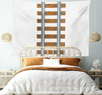 Lunarable Train Tapestry King Size, Vertical Tracks Railroad for Trains Ways of Transportation in The Old Days, Wall Hanging Bedspread Bed Cover Wall Decor, King Size, Brown White