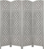 Rose Home Fashion 6 ft Tall Room Divider, Room Dividers and Folding Privacy Screens, 15.7in Privacy Screen 4 Panel Partition Temporary Wall Separation for Private, Stone Grey