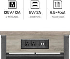 TUTOTAK C Shaped End Table with Charging Station, Side Table for Sofa, Couch Table with Storage Bag, TV Tray Table with 2 USB Ports and Outlets for Living Room, Bedroom TB01BG024