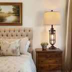 28" Table Lamps for Living Room Set of 2, Farmhouse Bedroom Lamps for Nightstand with USB A+C, Rustic Bedside Lamps for End Tables, Bulbs Included