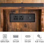 HOOBRO Set of 2 End Tables, Side Table with Charging Station, Flip Top Nightstand with USB Ports and Outlets, Bedside Tables with Shelf for Small Spaces, Living Room, Bedroom, Rustic Brown BF341BZP201