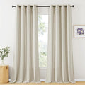 RYB HOME Extra Long Curtains - Solid Linen Curtains Breezy Hazy Vision Window Decor for Bedroom Canopy Bed Bathroom High Ceiling Sliding Glass Door Sheer Backdrop, 52 x 95, 1 Pair, Angora