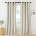 RYB HOME Floor to Ceiling Curtains 108 inches Long, Flax Linen Blend Semi Sheer Curtains Soft Airy Half Privavy Drapery for Sliding Door, Bay Window, Living Room, W 52 x L 108 inch, 2 Panels, Angora