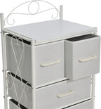Household Essentials Victoria Dresser Nightstand Storage Organizer with 4 Drawers Metal Frame and Scandinavian White Top