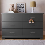 Storkcraft Brookside 6-Drawer Dresser (Gray) – GREENGUARD Gold Certified, Gray Dresser for Bedroom, Kids & Nursery Storage Chest, Safety Interlocking Drawers, Pre-Installed Tracks, Kids Chest