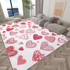 Washable Area Rug 6x9 ft Cartoon Hand-Painted Red Love 3D Print Area Rug for Living Room Bedroom Kids Room Home Decor Carpet, Indoor Non-Slip Floor Rug Mat, Low Pile Rugs