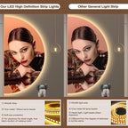Half Moon Mirrors for Wall, 44"x22" Led Bathroom Mirror with Lights - 3-Color Backlit & Stepless Dimming-Anti-Fog-Modern Vanity Mirror-Shatterproof Glass-Memory