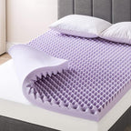 Best Price Mattress 4 Inch Egg Crate Memory Foam Mattress Topper with Soothing Lavender Infusion, CertiPUR-US Certified, Dorm Essentials, Short Queen