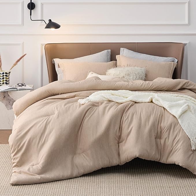 Bedsure King Size Comforter Set - Warm Sand King Comforter Set, Soft Bedding for All Seasons, Cationic Dyed Bedding Set, 3 Pieces, 1 Comforter (104"x90") and 2 Pillow Shams (20"x36"+2")
