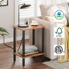 TUTOTAK End Table with Charging Station, Side Table with USB Ports and Outlets, Nightstand, 2-Tier Storage Shelf, Sofa Table for Small Space TB01BB040