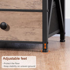 AMHANCIBLE LED Night Stand, Nightstand with Charging Station, Smart End Side Table with USB Port & Power Outlet, Bedside Table with 3 Fabric Drawers for Bedroom, Living Room, Greige HET053LGY1