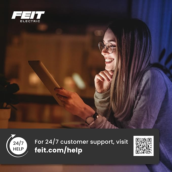Feit Electric OM60/RGBW/CA/AG Smart WiFi Color Changing and Dimmable, Alexa or Google Assistant, No Hub Required A19 LED Light Bulb, 60W