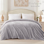 Exclusivo Mezcla Fleece Bed Blanket Twin Size, Super Soft and Warm Blankets for Couch, Sofa and Bed Waffle Textured, Cozy, Fuzzy and Lightweight (Light Grey, 60x80 inches)