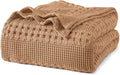 PHF 100% Cotton Waffle Weave Blanket King Size for Bed, Soft Lightweight & Breathable, All-Season Comfort, Luxury Aesthetic Woven Bedding for Home Decor, 108"x90", Clay