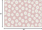 Flagship Carpets Schoolgirl Style Retro Daisies on Pink Educational Area Rug for Kids Room Seating Décor, Children's Classroom, Play Carpet for Teaching and Playroom, 5' x 7'6"