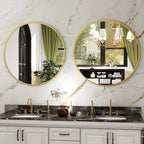 HARRITPURE Round Mirror 30 Gold Wall Mounted Circle Mirrors Vanity Mirror with Brushed Aluminum Alloy Frame Modern Decoration for Bathroom, Living Room, Vanity, Bedroom, Entryway