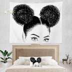 Batmerry Black Woman Afro American Tapestry, Shirt Graphic Hair Girl Beach Towel Hippie Trippy Tapestry Wall Art Meditation Decor for Bedroom Living Room Dorm, 51.2 x 59.1 Inches