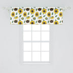Ambesonne Sunflower Window Valance, Agricultural Pattern Botanical Inspiration Hand-Drawn Flowers, Curtain Valance for Kitchen Bedroom Decor with Rod Pocket, 42" x 18", Reseda Green Dark Brown