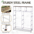 WLIVE Storage Organizer Unit with 11 Fabric Bins, Storage Drawers Organizer with Steel Frame, Tall Storage Tower Organizaton for Living Room, Hallway, Office, Greige