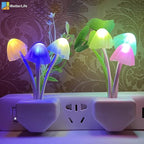 iBetterLife LED Night Light Smart Sensor 0.6W Color Changing Plug-in Night Lights for Kids Adults Cute Mushroom Night Light Bedroom Home Decor Light Wall Lamps NightLight
