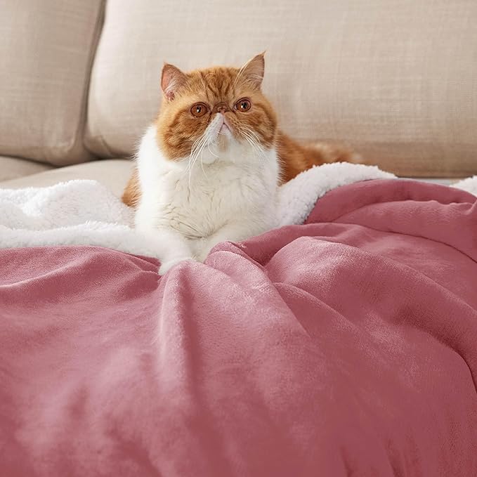 Bedsure GentleSoft Sherpa Fleece Blankets King Size for Bed - Thick and Warm Throw for Girls and Women, Soft Fuzzy Plush King Blanket for Winter, Dusty Rose, 108x90 Inches