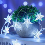 Minetom Star String Lights Battery Operated - 2 Pack 17 ft 50 LED Star Fairy String Lights with Timer, Waterproof for Indoor Bedroom Tent Loft Bed Patio Party Wedding Decor, White