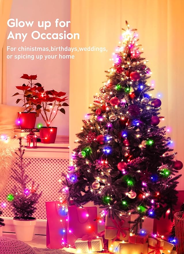 Minetom USB Fairy Lights Plug in, 66Feet 200 LED Twinkle String Lights with Remote and Timer, Waterproof 8 Modes Starry Lights for Indoor Wreath DIY Party Wedding Christmas Decoration, Multicolor