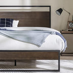 ZINUS Suzanne 44 Inch Bamboo and Metal Platform Bed Frame, Solid Steel Construction, No Box Spring Needed, Wood Slat Support, Easy Assembly, Grey Wash, King