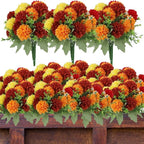 12 Pack with 84 Flower Heads Artificial Chrysanthemum Flowers, Fall Floral Decor for Indoor Outdoor, Porch, Patio, Front Yard, Planters, Thanksgiving