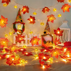 2 Pack & Timer - Thanksgiving Decorations Fall Garland with Pumpkin Lights Fall Decorations for Home, Total 60LED 20Ft Maples Leaves Thanksgiving Lights Battery Operated Indoor Outdoor Christmas Decor