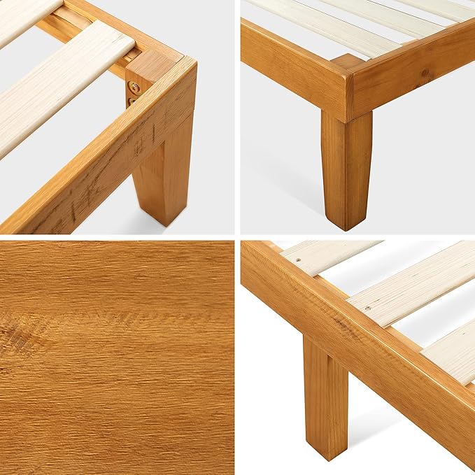 ZINUS Alexia Wood Platform Bed Frame, Solid Wood Foundation, No Box Spring Needed, Wood Slat Support, Easy Assembly, Rustic Pine, Queen