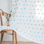 MYSKY HOME Light Blue Pom Pom Sheer Curtains for Girls Bedroom - 45 Inch, Light Filtering, Nursery, Kids Room, Rod Pocket, Cafe Style, Small Window Panels, 52 x 54 in, Set of 2