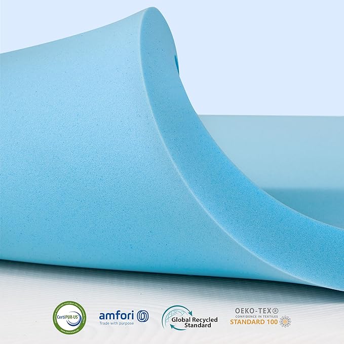 Subrtex Mattress Topper, Memory Foam Mattress Topper, Gel-Infused Memory Foam Topper for Side Stomach Sleepers, Breathable Bed Toppers (3 Inch, Cal King)
