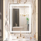 Keonjinn LED Mirror 24 x 32 Inch, Lighted Bathroom Vanity Mirror for Wall, Fronlit Only, HD Tempered Glass, UL-Listed LED Driver, Anti-Fog, Dimmale 6000K, Easy Installation(Horizontal/Vertical)