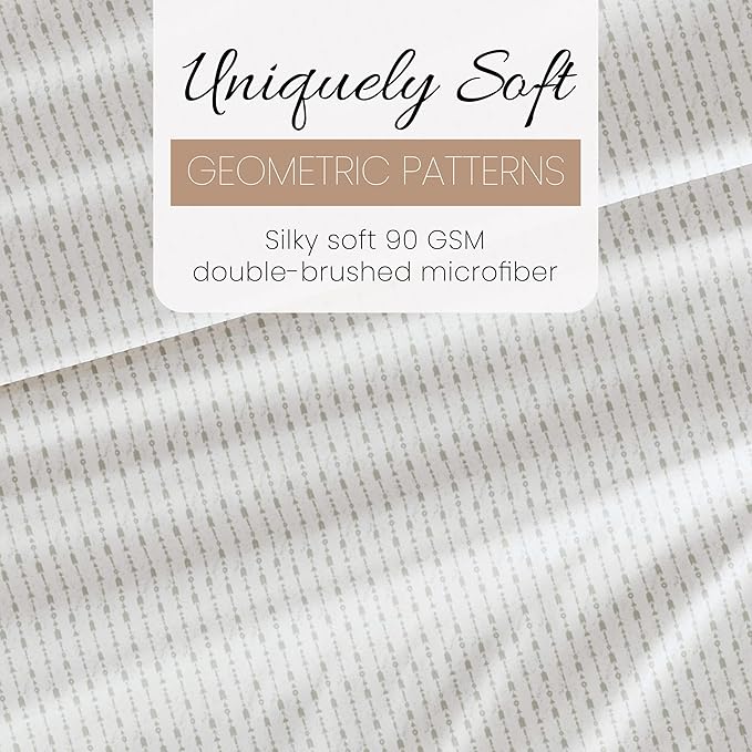 Linen Market Double-Brushed Patterned Microfiber California King Sheet Set 4 Piece – Oeko-TEX Certified Ultra Soft & Wrinkle-Free - 16" Deep Pocket Sheets Easy Care Cal-King Size - Beaded Arrows Gray