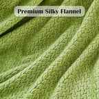 NEWCOSPLAY Super Soft Throw Blanket Green Premium Silky Flannel Fleece Leaves Pattern Lightweight Bed Blanket All Season Use (Green, Throw(50"x60"))