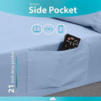 DREAMCARE California King Sheet Sets – 6 pcs Cooling Bed Sheets – up to 21” Deep Cal King Sheets – 2500 Supreme Collection – Extra Soft 100% Brushed Microfiber Hotel Luxury with Side Pocket – L Blue