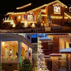Brightown Icicle Lights Outdoor, 2 Packs Total 132Ft with 276 Drops, 1472 LED Icicle Christmas Lights with Timer, Warm White