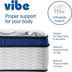 Vibe Quilted Hybrid Mattress, 12-Inch Innerspring and Pillow Top Gel Memory Foam Mattress, Fiberglass Free, CertiPUR-US Certified Bed in a Box, Queen