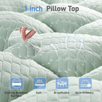 Dual Layer 3 Inch Memory Foam Mattress Topper Twin Size, 2 Inch Gel Memory Foam Plus 1 Inch Cooling Pillow Top Mattress Pad Cover, with 8-21 Inch Deep Pocket, Green