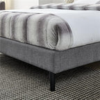 DeCoro Mornington 2.0 Upholstered Platform Bed | Headboard and Metal Frame with Wood Slat Support, Grey, King Size