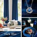 Lazzzy Velvet Blackout Curtains Thermal Insulated Room Window Drapes Super Soft Luxury Curtains for Living Room Bedroom Rod Pocket 2 Panels, Dark Blue, 52" W x 96" L