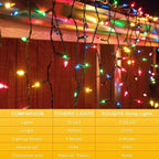KOUQIYA Battery Operated Christmas Lights, 2 Set of 17ft 50 LED Mini String Light with Auto-Timer 8 Modes Waterproof Tree Lights (Multicolor, 50 LEDs x 2 Pack)