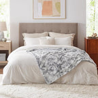 Bedsure GentleSoft Sherpa Fluffy Blanket Twin Size - Fleece Warm and Cozy Throw for Women Gift, Plush & Fuzzy Faux Fur Christmas Blanket for Couch, Bed Decor, Tie Dye Design, Light Grey, 60x80 Inches