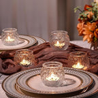 DARJEN Clear Votive Candle Holders Set of 24- Round Glass Candle Holders Bulk for Tea Light Candle, Diamond Texture Candle Votives for Wedding Centerpiece, Living Room & Home Table Decor